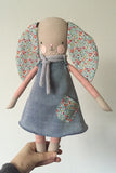 TillyBob Bunny - Blue dress with Liberty Print detailing