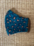 NEW! Cotton Face Mask - ADULT - teal leopard print